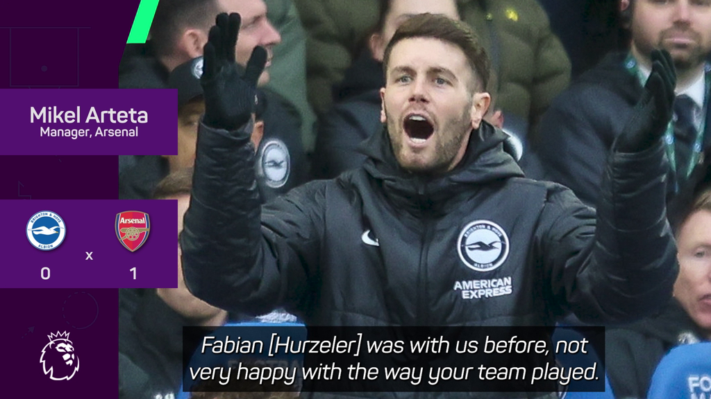 'What a surprise' - Arteta hits back at Hurzeler criticism