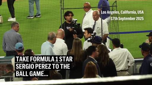 Take Sergio to the ball game... Formula 1 driver Perez laps up throwing the first pitch at the Los Angeles Dodgers versus Philadelphia Phillies contest